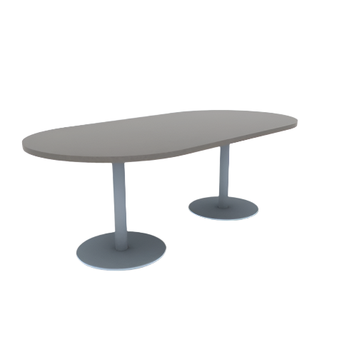 Proof 42" x 84" Racetrack Pedestal Cafe Table with Round Stainless Steel Base Pair HPL Top