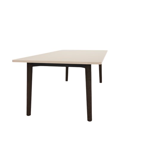 Voodoo 42" x 90" Rounded Rectangle Cafe Table HPL Top with Matching 3MM PVC Square Edge