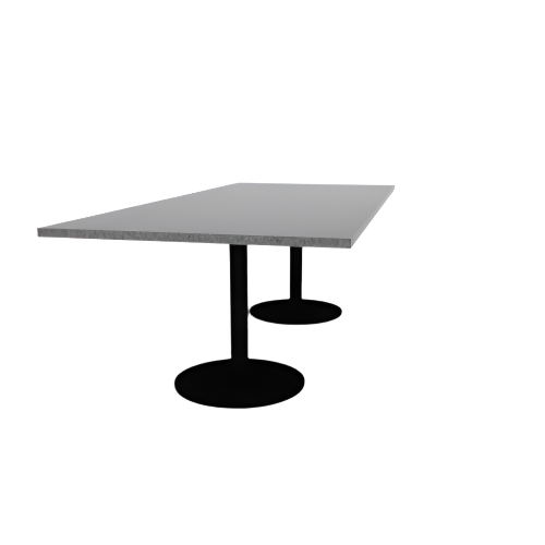 Proof 42" x 96" Rectangle Pedestal Cafe Table with Round Steel Base Pair HPL Top