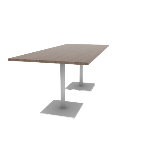 Proof 42" x 96" Rectangle Pedestal Counter Table with Square Steel Base Pair HPL Top