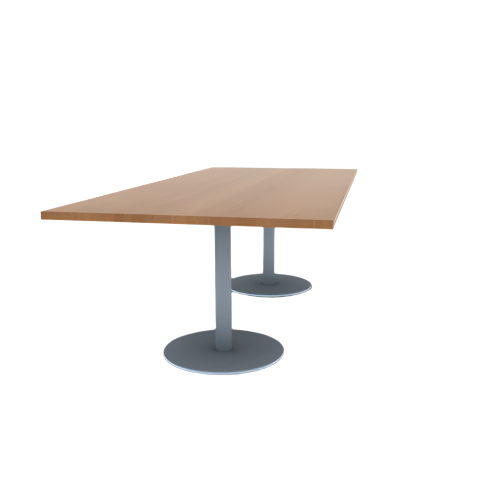 Proof 42" x 96" Rectangle Pedestal Cafe Table with Round Stainless Steel Base Pair HPL Top