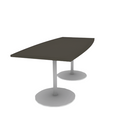 Proof 42" x 96" Boat Pedestal Counter Table with  Round Base Pair HPL Top