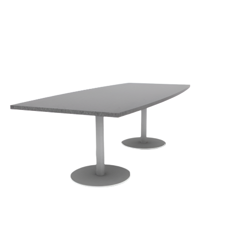 Proof 42" x 96" Boat Pedestal Cafe Table with Round Steel Base Pair HPL Top