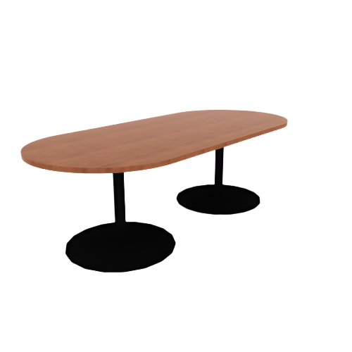 Proof 42" x 96" Racetrack Pedestal Cafe Table with Cast Iron Round Base Pair HPL Top