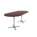 Proof 42" x 96" Racetrack Pedestal Counter Table with X-Base Pair HPL Top