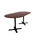 Proof 42" x 96" Racetrack Pedestal Counter Table with X-Base Pair HPL Top