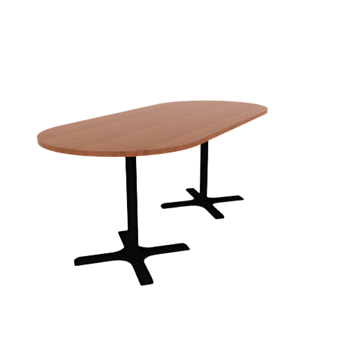 Proof 42" x 96" Racetrack Pedestal Counter Table with X-Base Pair HPL Top