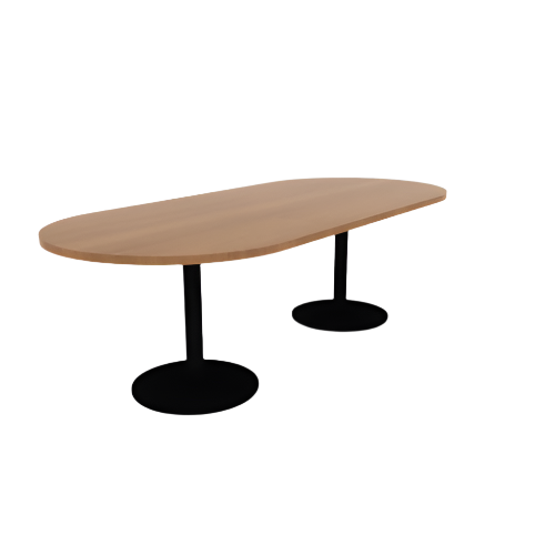 Proof 42" x 96" Racetrack Pedestal Cafe Table with Round Steel Base Pair HPL Top