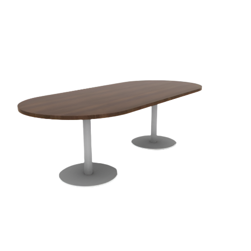 Proof 42" x 96" Racetrack Pedestal Cafe Table with Round Steel Base Pair HPL Top