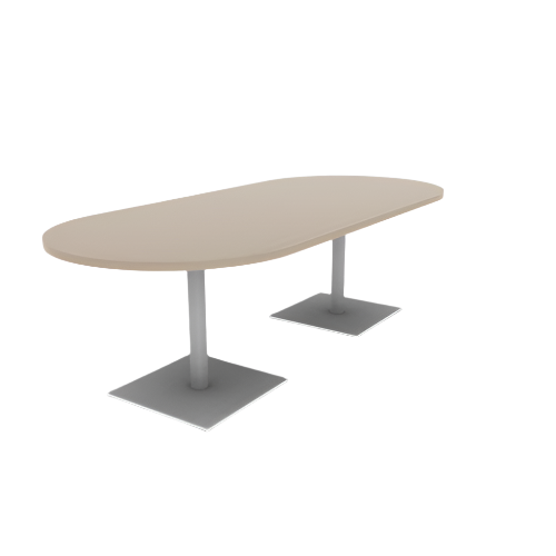 Proof 42" x 96" Racetrack Pedestal Cafe Table with Square Steel Base Pair HPL Top