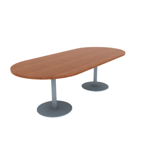 Proof 42" x 96" Racetrack Pedestal Cafe Table with Round Stainless Steel Base Pair HPL Top