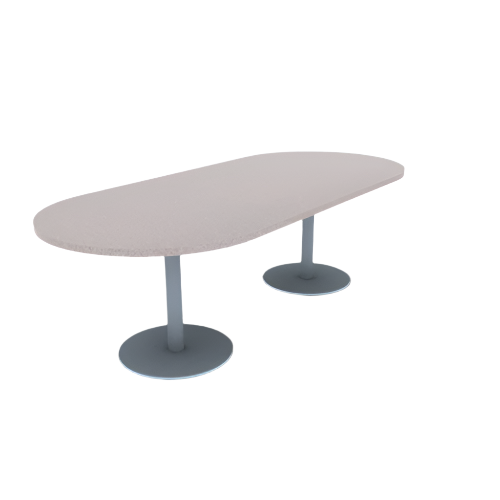 Proof 42" x 96" Racetrack Pedestal Cafe Table with Round Stainless Steel Base Pair HPL Top