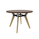 Rang 42" x 30" Round Cafe Table Solid Wood Legs Steel Apron HPL Top with Square Edge