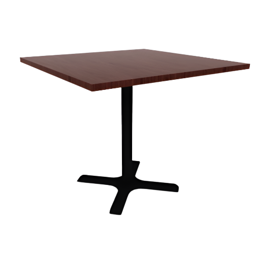 Proof 42" Square Pedestal Cafe Table with Cast Iron X-Base HPL Top