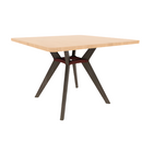 Rang 42" x 30" Rounded Square Cafe Table Solid Wood Legs Steel Apron HPL Top with Square Edge