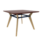 Rang 42" x 30" Rounded Square Cafe Table Solid Wood Legs Steel Apron HPL Top with Knife Edge