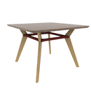 Rang 42" x 30" Rounded Square Cafe Table Solid Wood Legs Steel Apron HPL Top with Knife Edge
