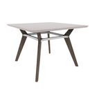 Rang 42" x 30" Rounded Square Cafe Table Solid Wood Legs Steel Apron HPL Top with Knife Edge