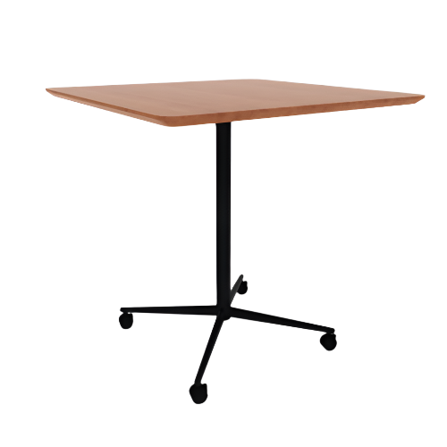 Vaux 42" Rounded Square Bar Table HPL Top with Knife Edge Casters 42"H