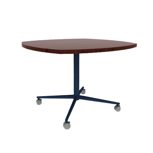 Vaux 42" Squircle Cafe Table HPL Top with Square Edge Casters 30"H