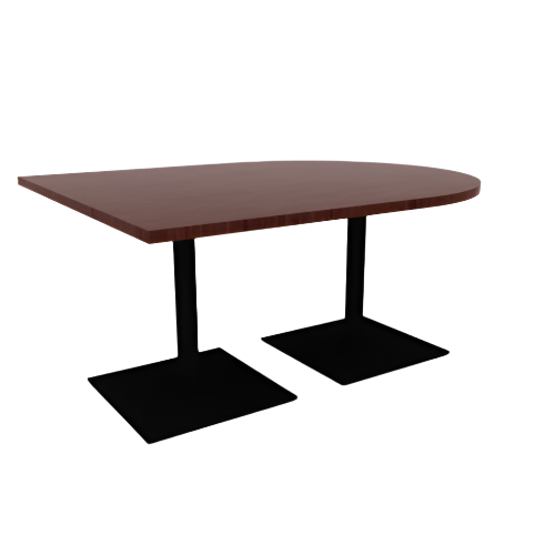 Proof 48" x 60" Horseshoe Pedestal Cafe Table with Square Steel Base Pair HPL Top