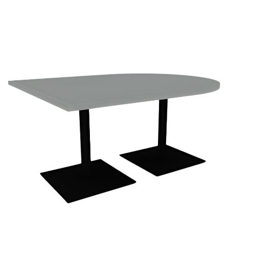 Proof 48" x 60" Horseshoe Pedestal Cafe Table with Square Steel Base Pair HPL Top