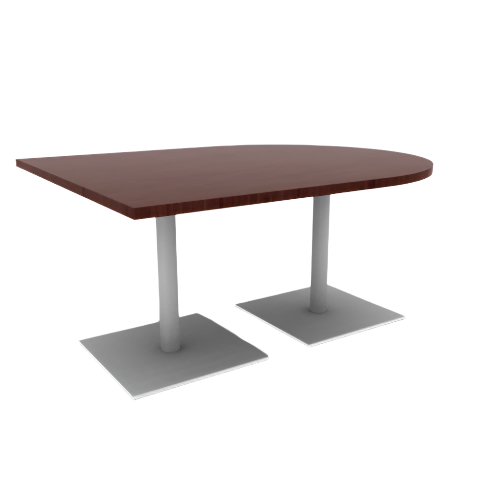 Proof 48" x 60" Horseshoe Pedestal Cafe Table with Square Steel Base Pair HPL Top