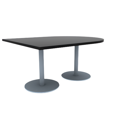 Proof 48" x 60" Horseshoe Pedestal Cafe Table with Round Stainless Steel Base Pair HPL Top