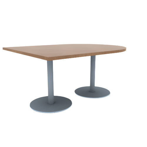 Proof 48" x 60" Horseshoe Pedestal Cafe Table with Round Stainless Steel Base Pair HPL Top