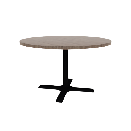 Proof 48" Dia Round Pedestal Cafe Table with Cast Iron X-Base HPL Top