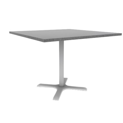 Proof 48" Square Pedestal Cafe Table with Cast Iron X-Base HPL Top