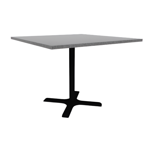 Proof 48" Square Pedestal Cafe Table with Cast Iron X-Base HPL Top