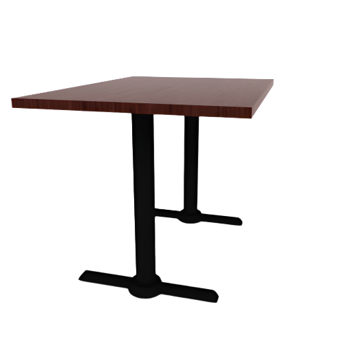 Proof 30" x 42" Rectangle Pedestal Cafe Table with X-Style Base HPL Top Knife Edge