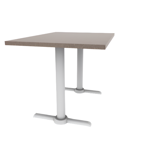 Proof 30" x 42" Rectangle Pedestal Cafe Table with X-Style Base HPL Top Knife Edge