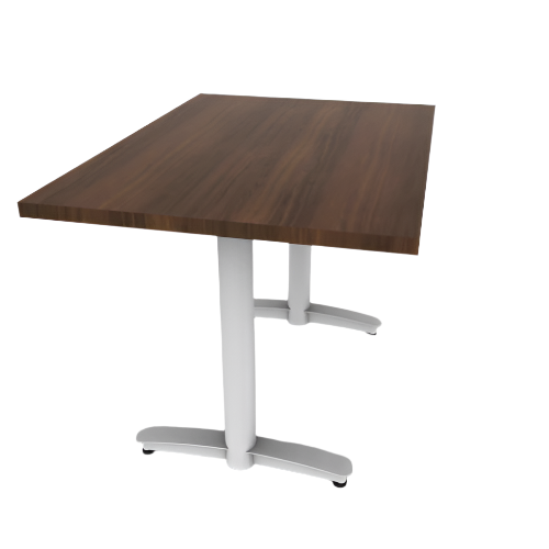 Proof 30" x 42" Rectangle Pedestal Cafe Table with Arched T-Legs Pair HPL Top Knife Edge