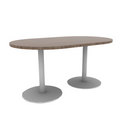 Proof 36" x 60" Racetrack Pedestal Cafe Table with Round Base Pair HPL Top