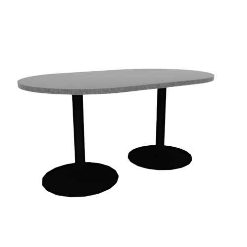 Proof 36" x 60" Racetrack Pedestal Cafe Table with Round Base Pair HPL Top