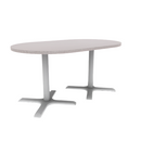 Proof 36" x 60" Racetrack Pedestal Cafe Table with X-Base Pair HPL Top