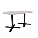 Proof 36" x 60" Racetrack Pedestal Cafe Table with X-Base Pair HPL Top
