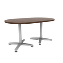 Proof 36" x 60" Racetrack Pedestal Cafe Table with Arched Base Pair HPL Top