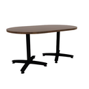 Proof 36" x 60" Racetrack Pedestal Cafe Table with Arched Base Pair HPL Top