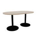 Proof 36" x 60" Racetrack Pedestal Cafe Table with Round Steel Base Pair HPL Top