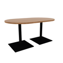 Proof 36" x 60" Racetrack Pedestal Cafe Table with Square Steel Base Pair HPL Top