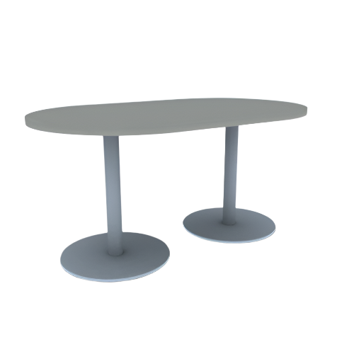 Proof 36" x 60" Racetrack Pedestal Cafe Table with Round Stainless Steel Base Pair HPL Top