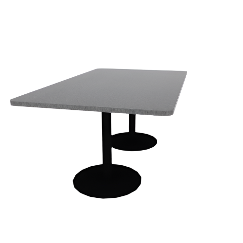 Proof 42" x 72" Rectangle Pedestal Cafe Table with Round Base Pair HPL Top