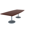 Proof 42" x 96" Boat Pedestal Counter Table with  Round Stainless Steel Base Pair HPL Top