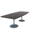 Proof 42" x 96" Boat Pedestal Counter Table with  Round Stainless Steel Base Pair HPL Top
