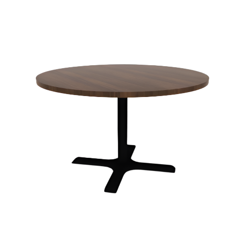 Proof 48" Dia Round Pedestal Cafe Table with Cast Iron X-Base HPL Top