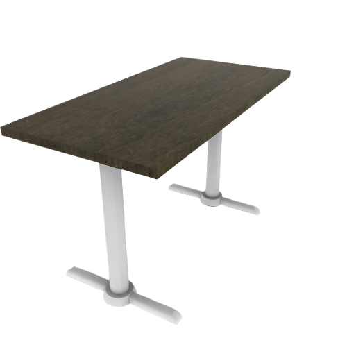 Proof 24" x 48" Rectangle Pedestal Cafe Table with Straight T-Legs Pair Solid Wood Top