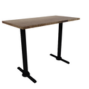 Proof 24" x 48" Rectangle Pedestal Counter Table with Straight T-Legs Pair Solid Wood Top